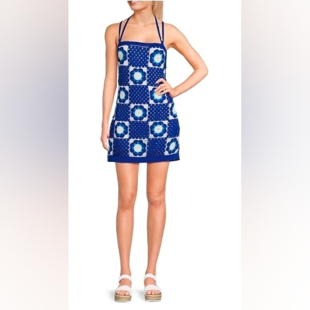 Chelsea & Violet Blue and White Crochet Floral Dress. Size L. NWT - Picture 10 of 10